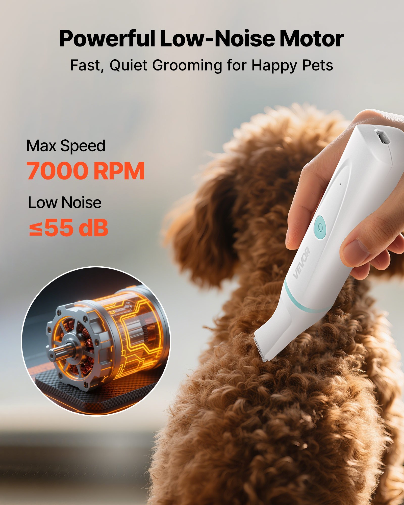 4-in-1 Dog Grooming Kit – Cordless Pet Clippers, Trimmer & Nail Grinder with 6 Combs - Image 3
