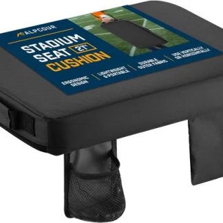 Alpcour Extra Thick Stadium Seat Cushion – 21" x 15" Black Waterproof Bleacher Cushion with Cup Holder