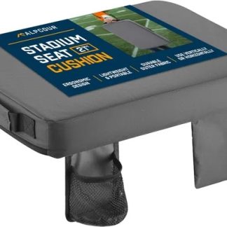Alpcour Extra Thick Stadium Seat Cushion – 21" x 15" Grey Waterproof Bleacher Cushion with Cup Holder