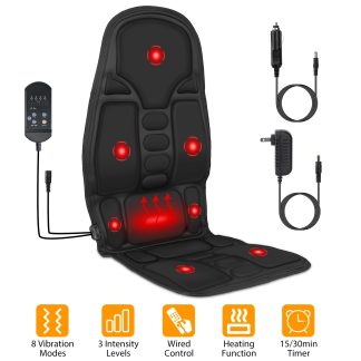 Heated Electric Massage Cushion – 7 Motors, 8 Vibration Modes & 3 Intensities