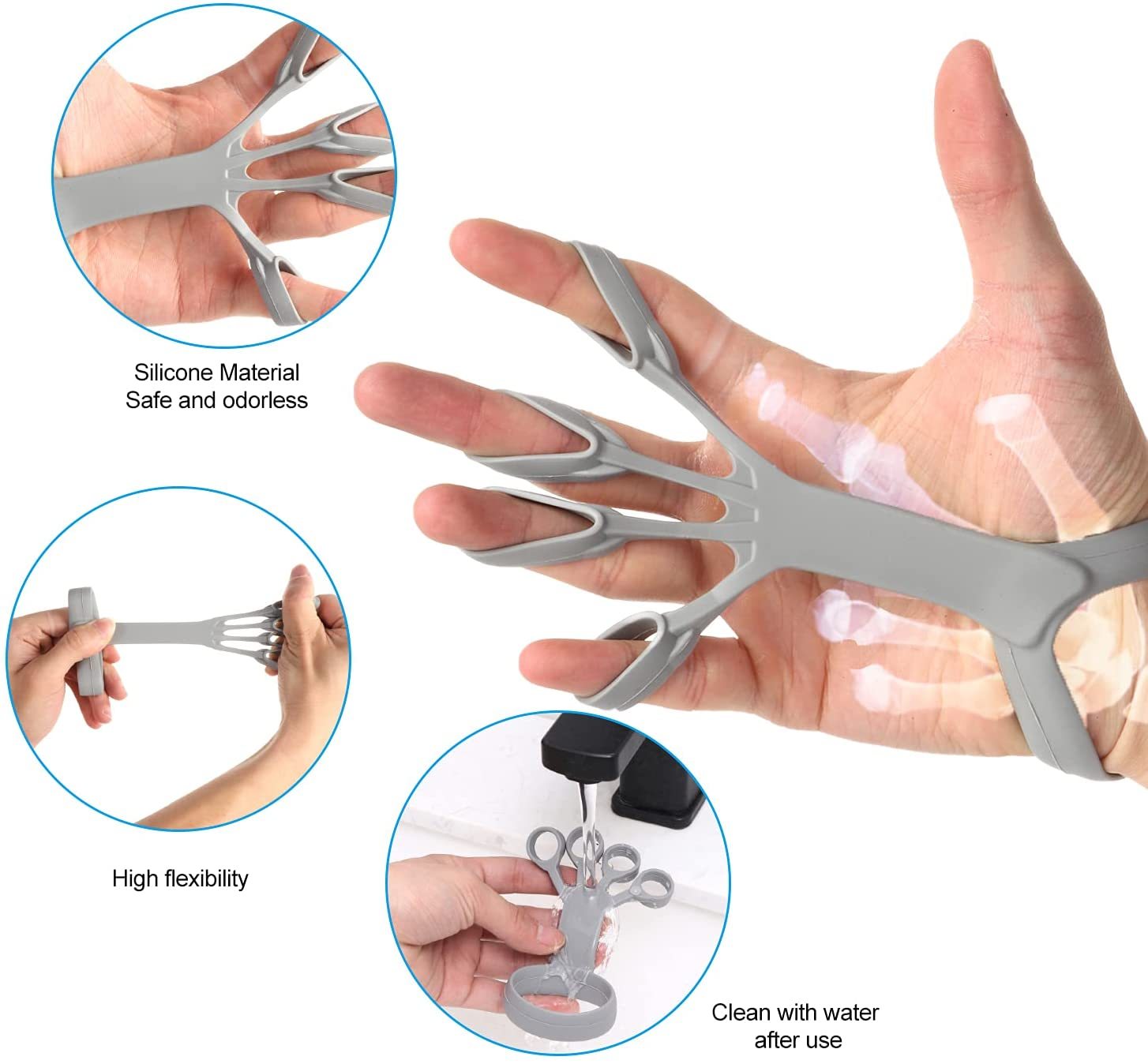 Silicone Finger Exerciser Hand Grip Trainer Strengthener Puller 3 Resistance - Image 9