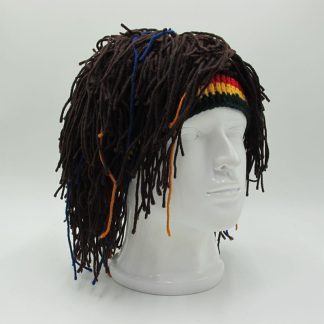 Jamaican Rasta Hat with Dreadlocks Wig – Reggae Beret Costume Cap