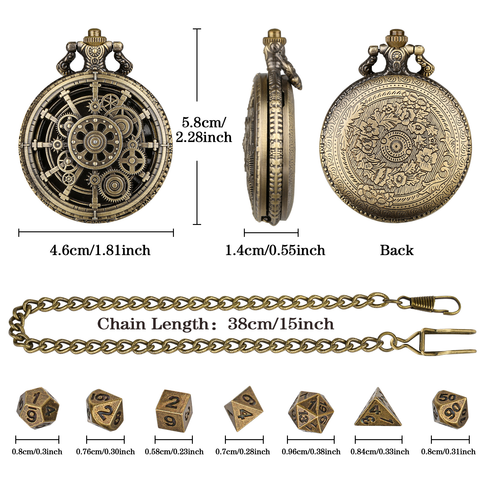 Steampunk Metal Mini DND Dice Set Zinc Alloy Gear RPG Dice Bronze Silver - Image 5