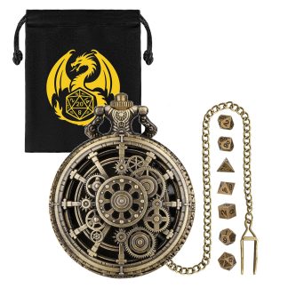 Steampunk Metal Mini DND Dice Set Zinc Alloy Gear RPG Dice Bronze Silver